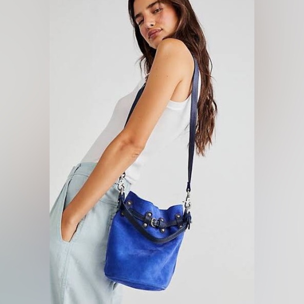 Free People Soren Cobalt Suede Bucket Bag - Picture 6 of 7